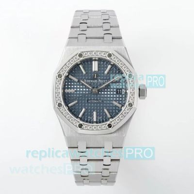 IPF 1-1 Clone Audemars Piguet Royal Oak 15450ST Swiss 3120 Blue Dial Diamond Ladies' Watch 